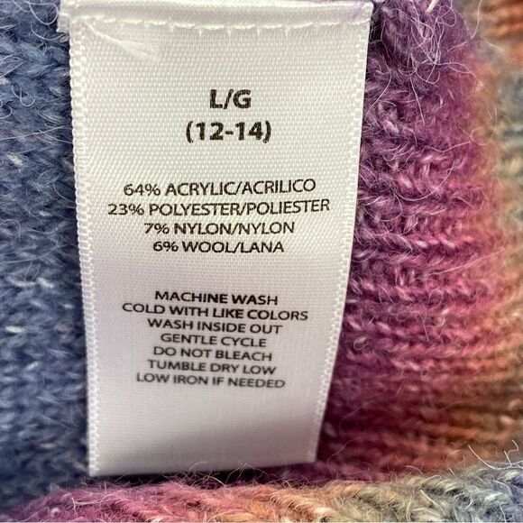 BeachLunchLounge Ombre Rainbow Mock Neck Sweater Large Space Dye Stripe - Picture 13 of 15